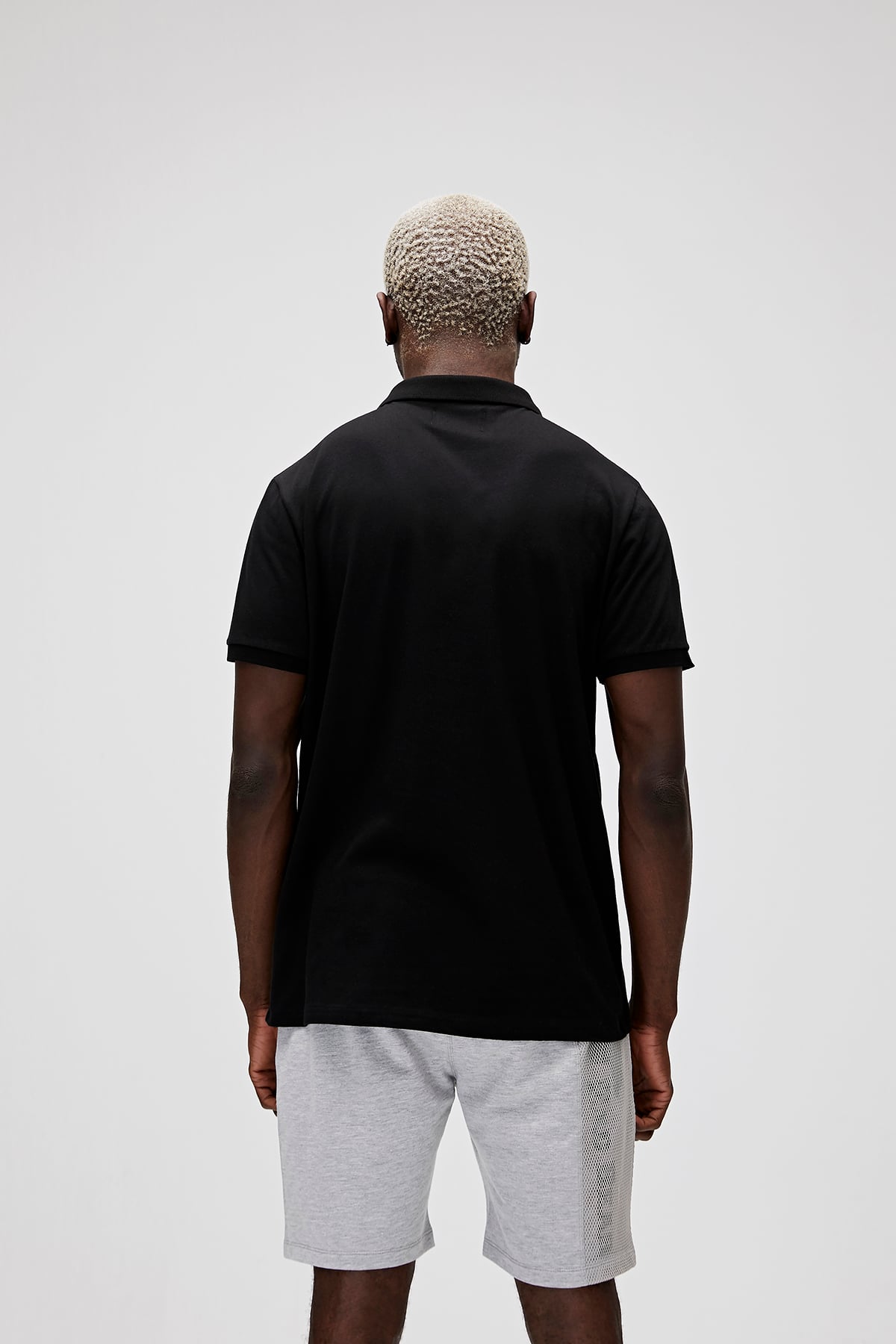 Cord Polo Black Zipper Mens Shirt