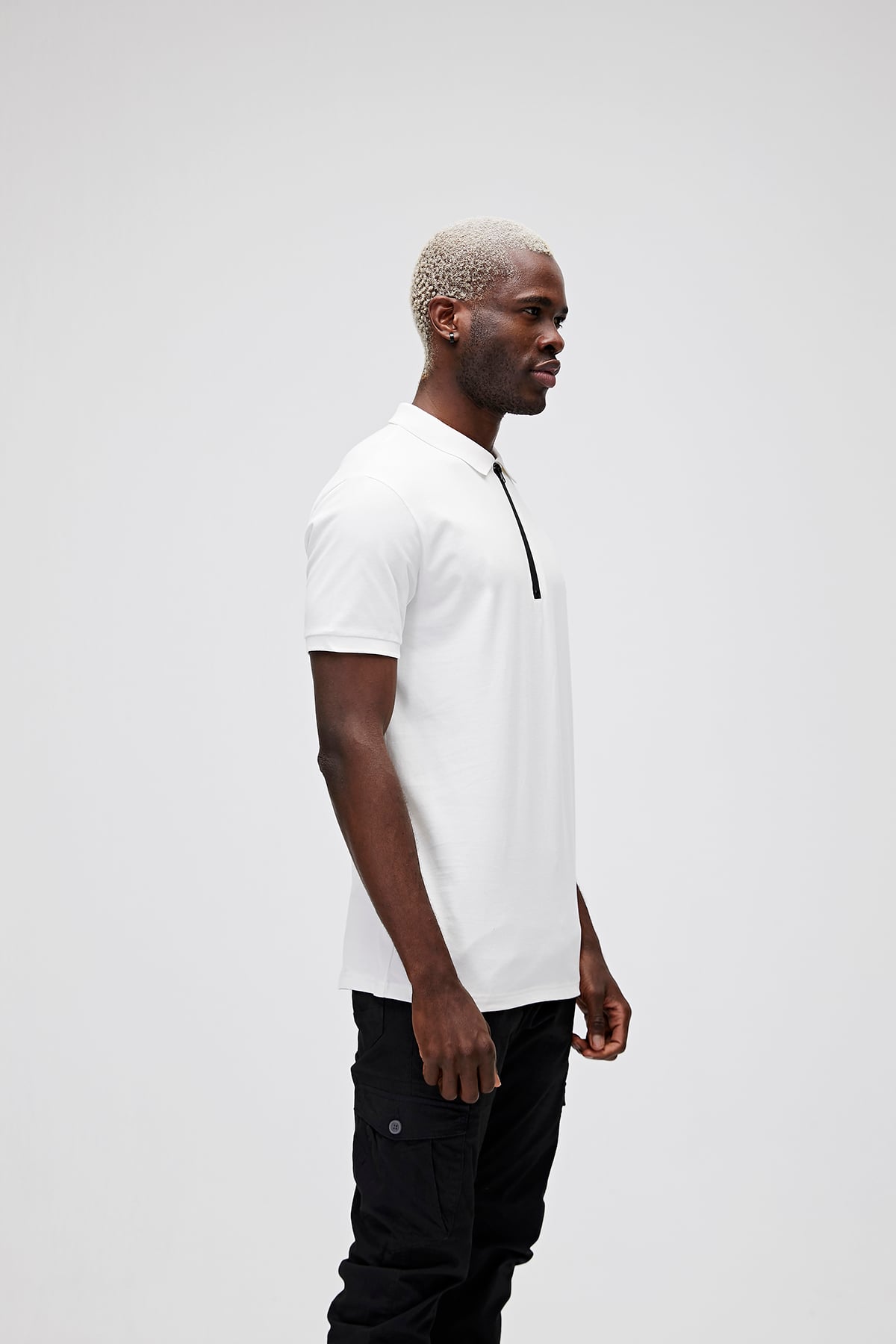 Cord Polo Off-White Zipper Mens Shirt