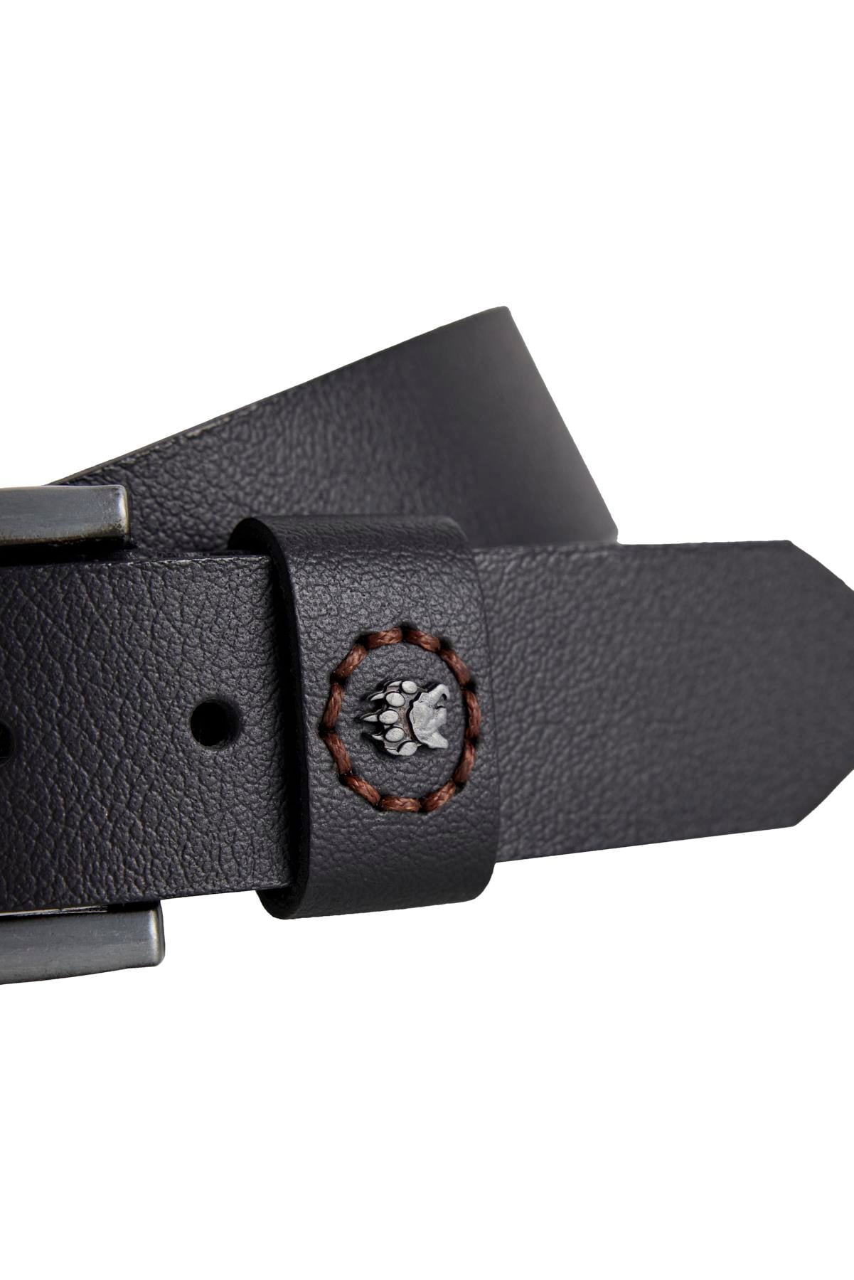 Bad Print Belt Siyah Deri Erkek Kemer