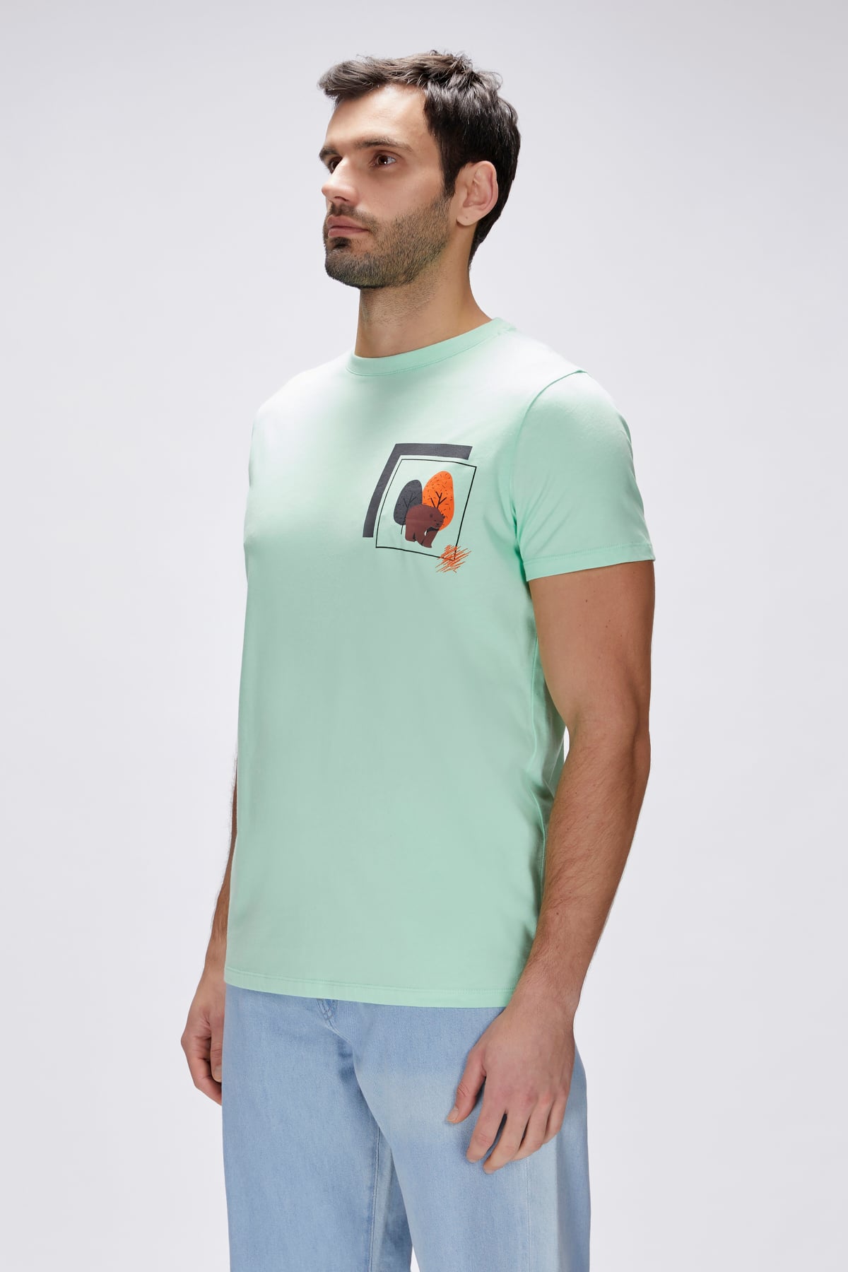 Bain Green Fig Mens Printed T-Shirt