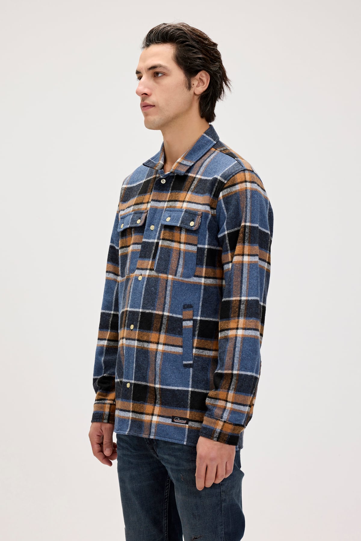Bernard Blue Mens Plaid Shirt