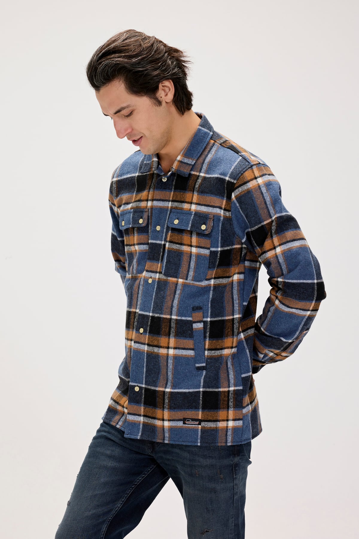 Bernard Blue Mens Plaid Shirt