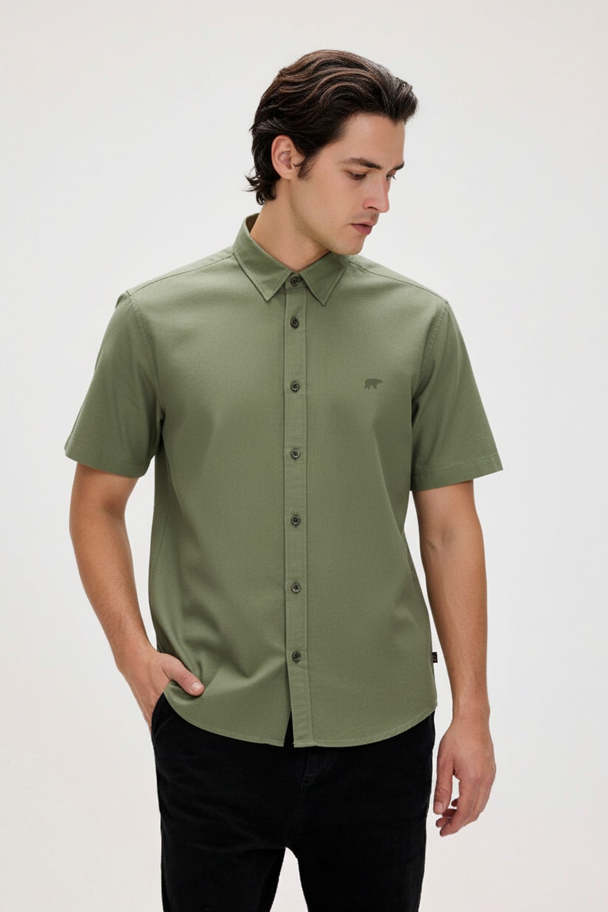 PLANT BASIC SHIRT BASIC SHIRT SOLUK YEŞİL DÜĞMELİ MAN SHIRT PLANT BASIC SHIRTPLANT BASIC SHIRT