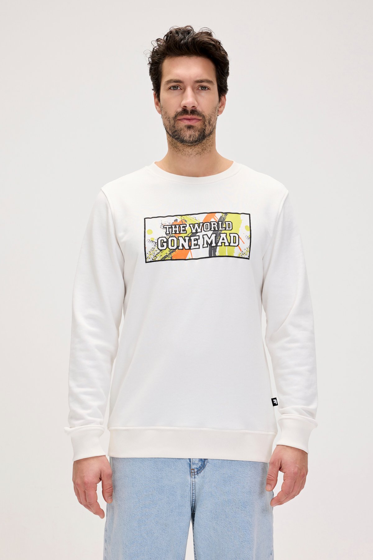 Caen Beyaz Erkek Baskılı Sweatshirt