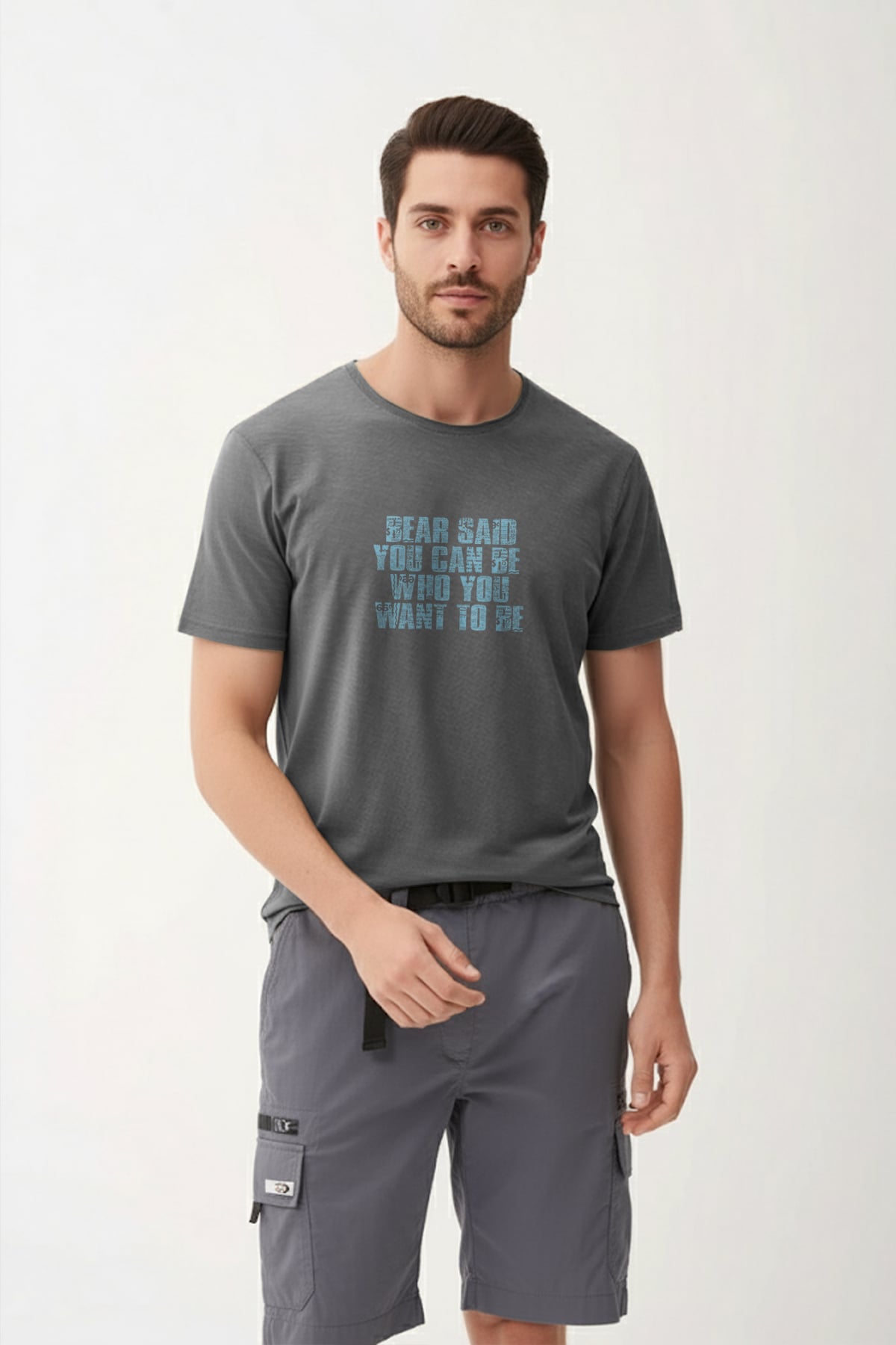 BEAR SAID T-SHIRT PRINTED T-SHIRT ANTRASİT  MAN T-SHIRT BEAR SAID T-SHIRTBEAR SAID T-SHIRT