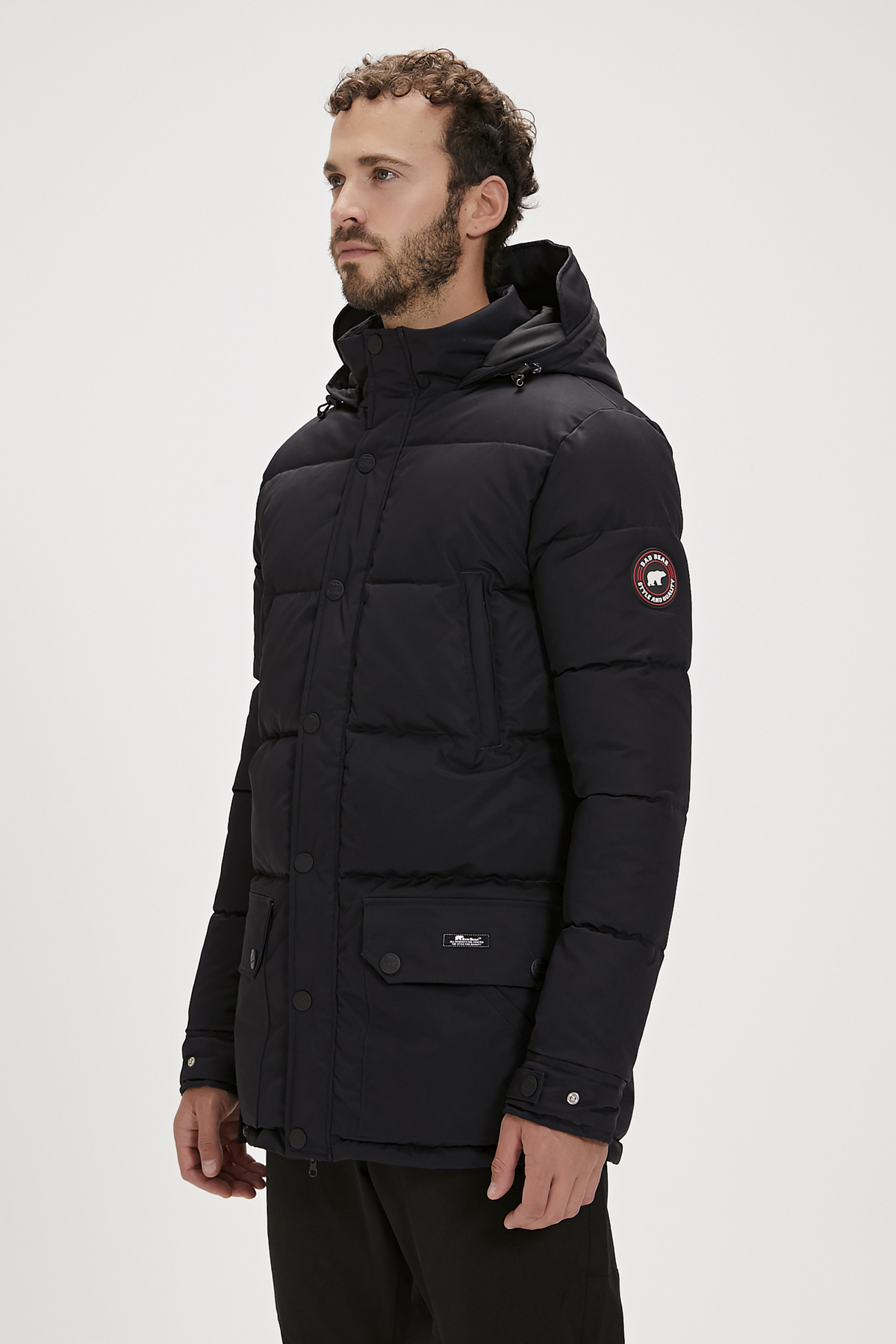 Colonel Puffer Siyah Erkek Kapüşonlu  Mont