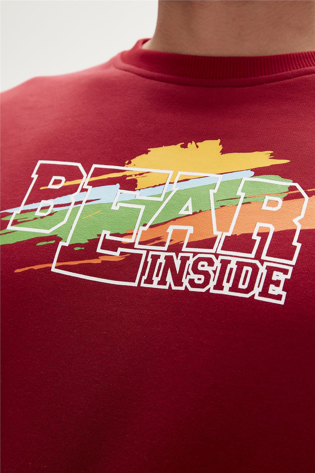 Crayon Crewneck Maroon Erkek Sweatshirt