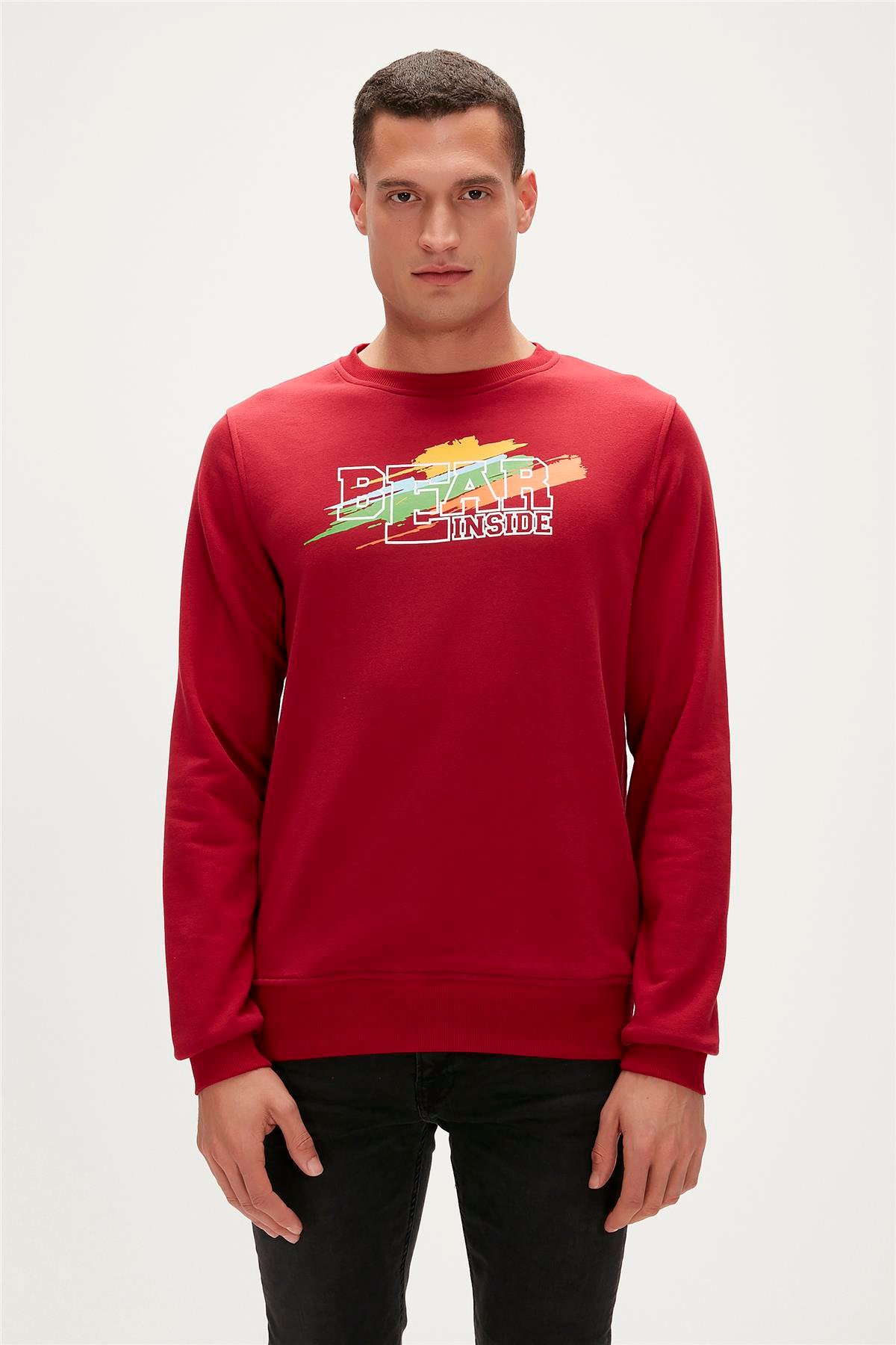 Crayon Crewneck Maroon Erkek Sweatshirt
