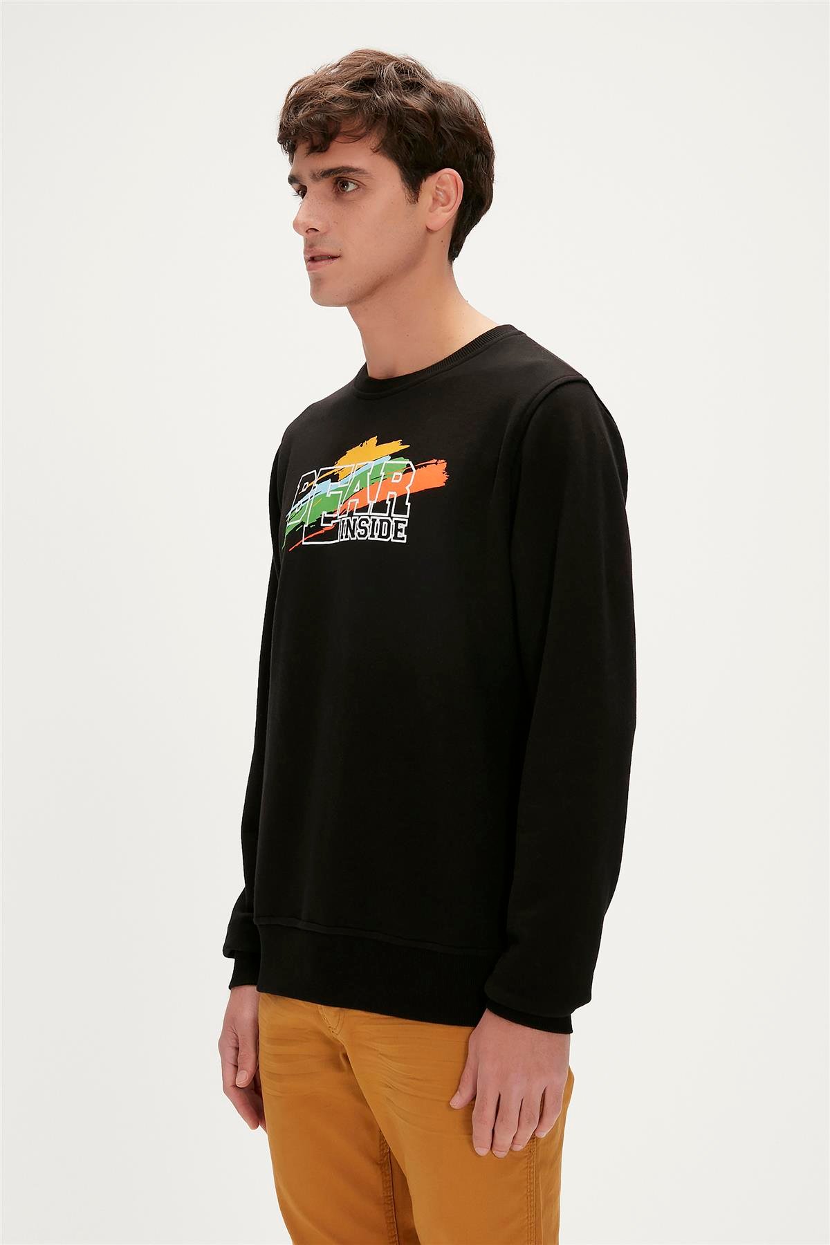 Crayon Crewneck Siyah Erkek Sweatshirt
