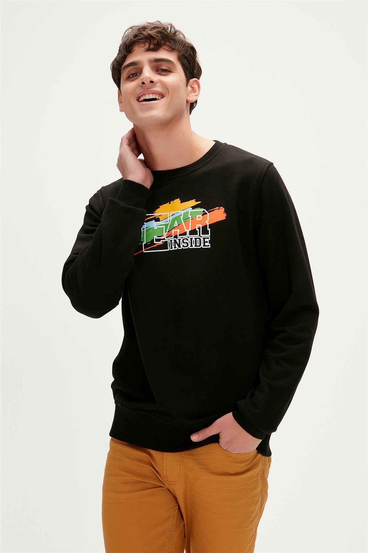 Crayon Crewneck Siyah Erkek Sweatshirt