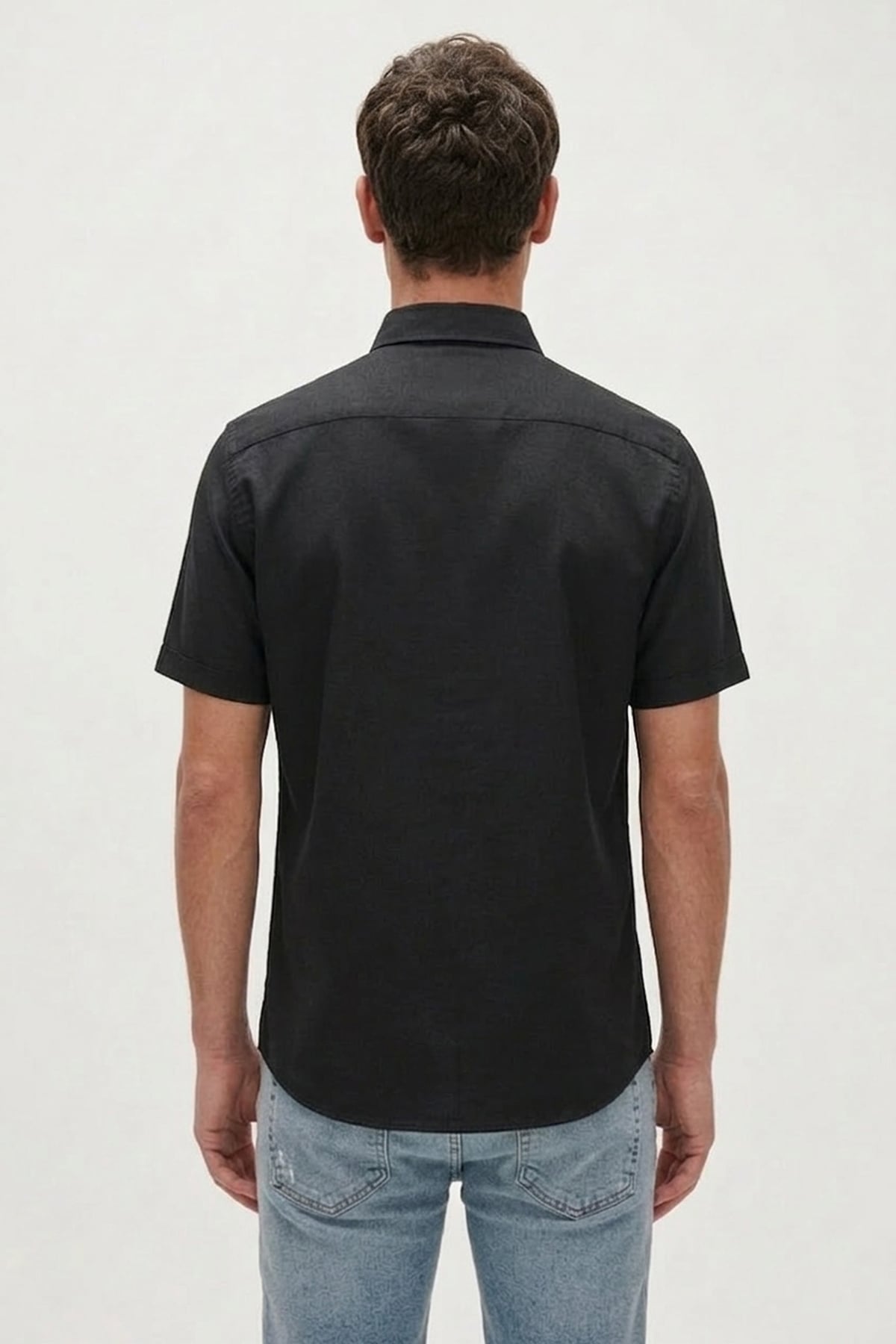 Drafty Siyah Kısa Kollu Erkek Gömlek
