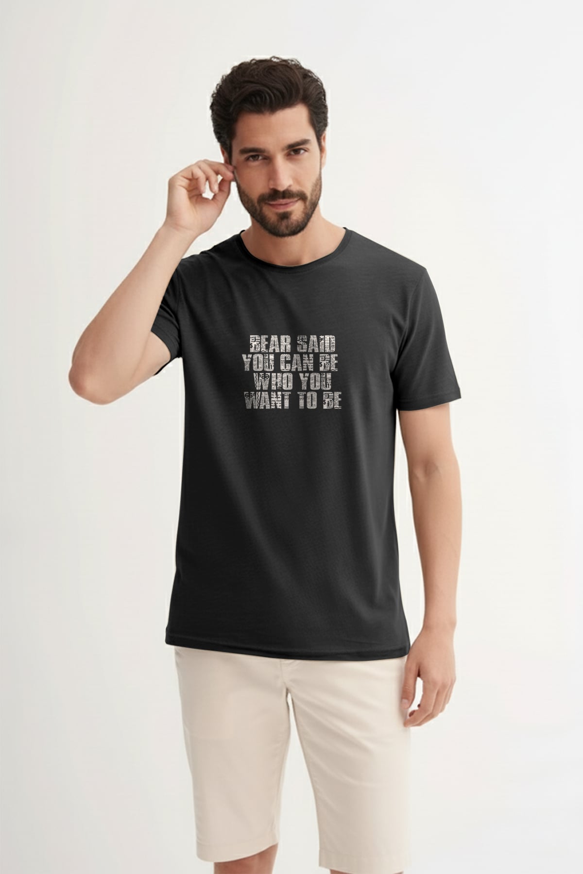 BEAR SAID T-SHIRT PRINTED T-SHIRT SİYAH  MAN T-SHIRT BEAR SAID T-SHIRTBEAR SAID T-SHIRT