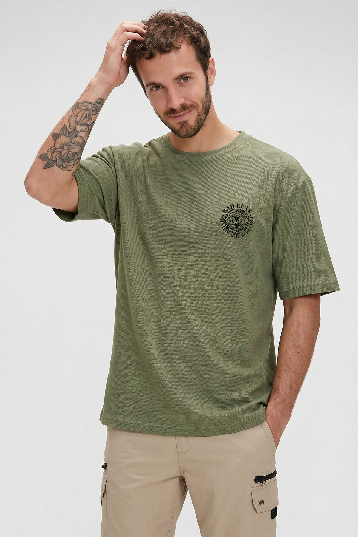 MONS T-SHIRT PRINTED T-SHIRT SOLUK YEŞİL  MAN T-SHIRT MONS T-SHIRTMONS T-SHIRT