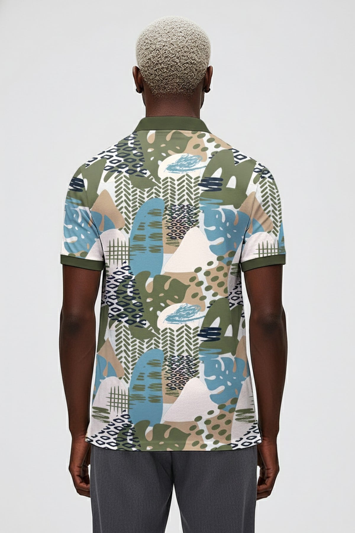 Bota Soluk Yeşil Polo Yaka Erkek  Baskılı Tişört