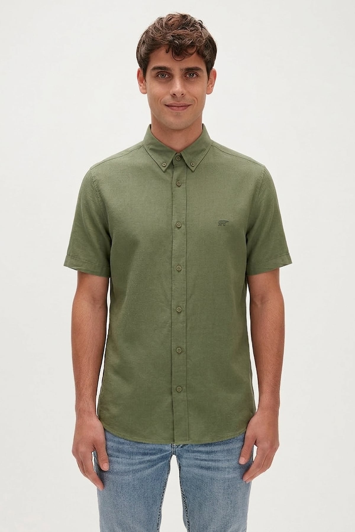 DRAFTY SHIRT BASIC SHIRT SOLUK YEŞİL DÜĞMELİ MAN SHIRT DRAFTY SHIRTDRAFTY SHIRT