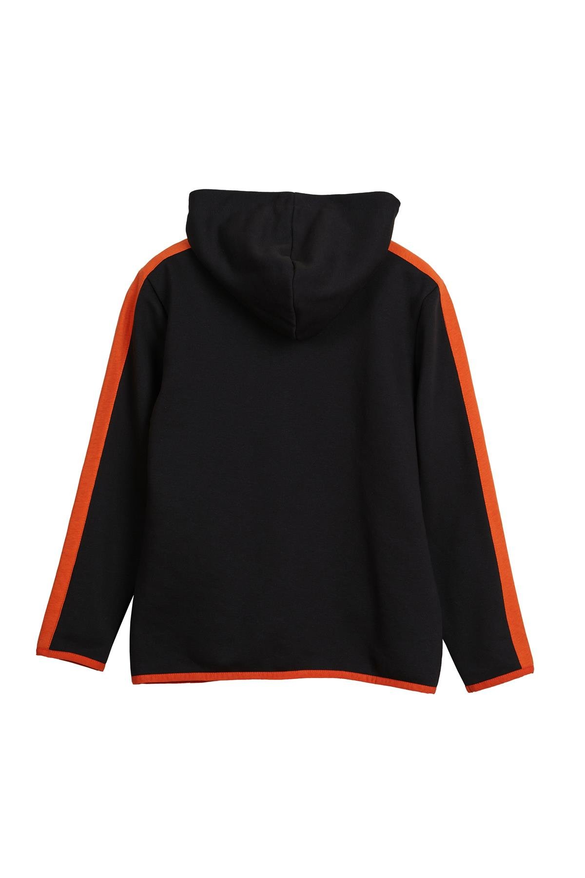 Darrel Full-Zip Siyah Çocuk Kapüşonlu Sweatshirt