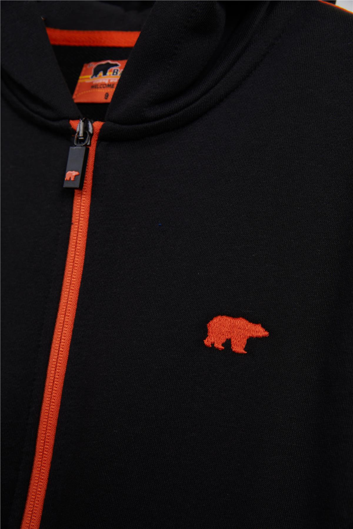 Darrel Full-Zip Siyah Çocuk Kapüşonlu Sweatshirt