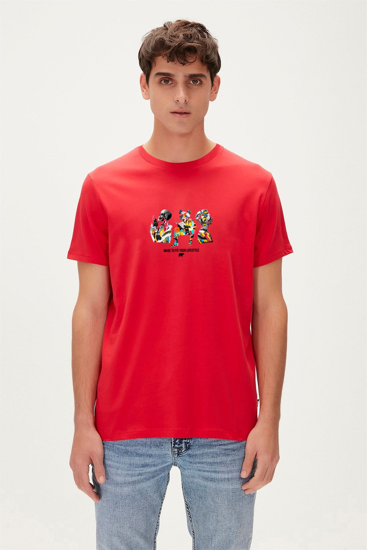 TO FIT T-SHIRT PRINTED T-SHIRT KIRMIZI  MAN T-SHIRT TO FIT T-SHIRTTO FIT T-SHIRT