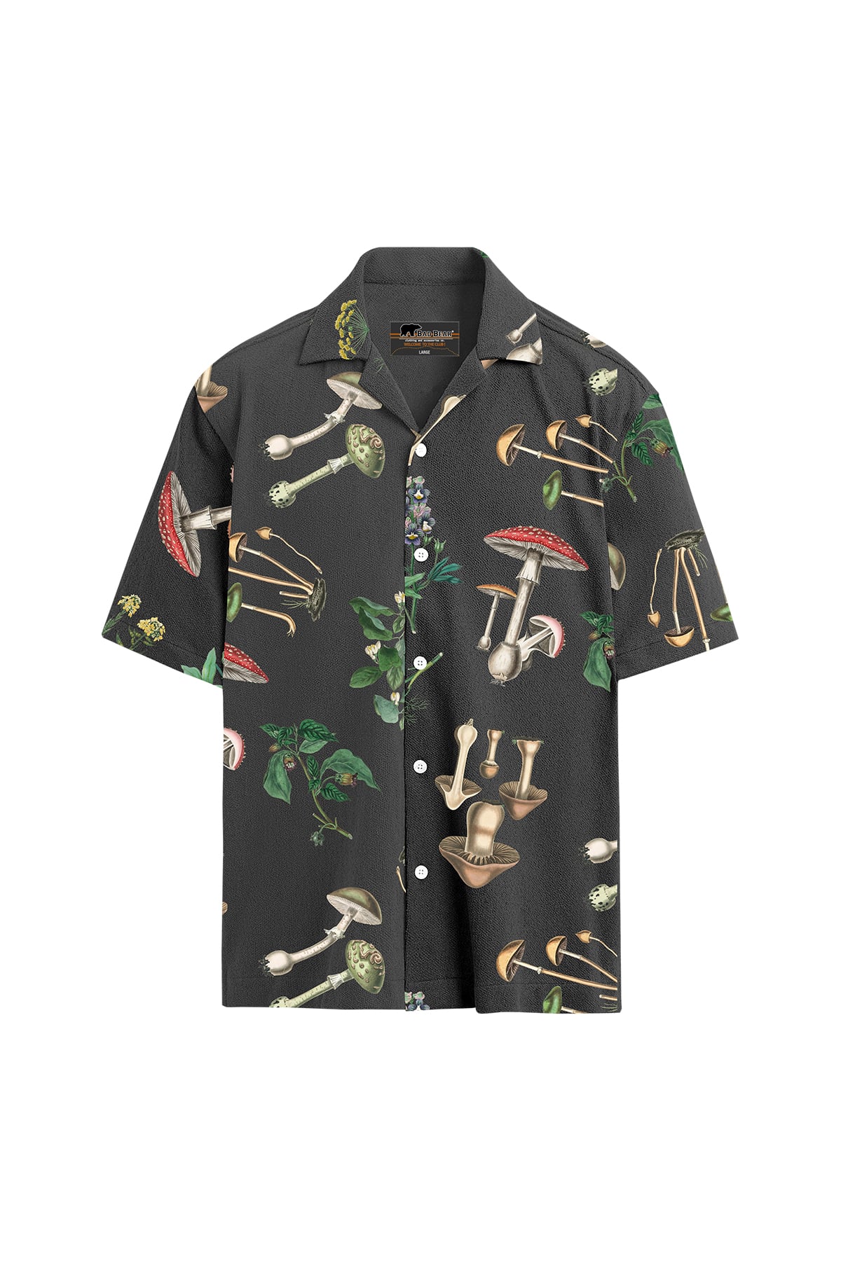 Magic Garden Siyah Kısa Kollu Erkek Baskılı Gömlek