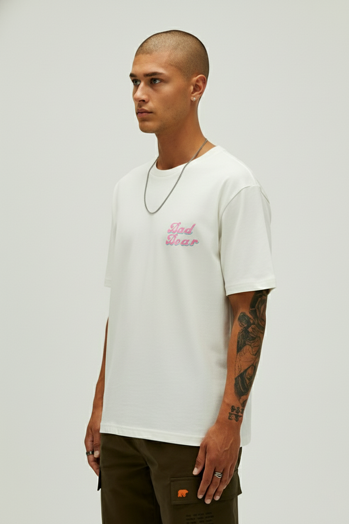 Bad Pink Beyaz Erkek Baskılı Tişört
