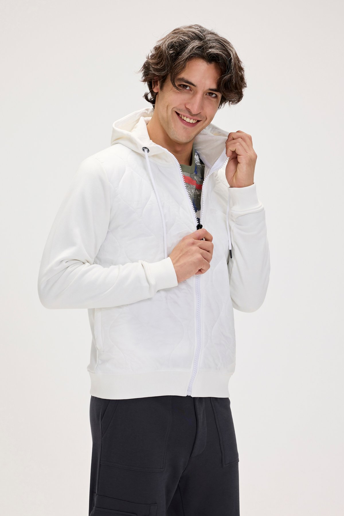 Cyrus Full-Zip Off-White Mens Hoodie
