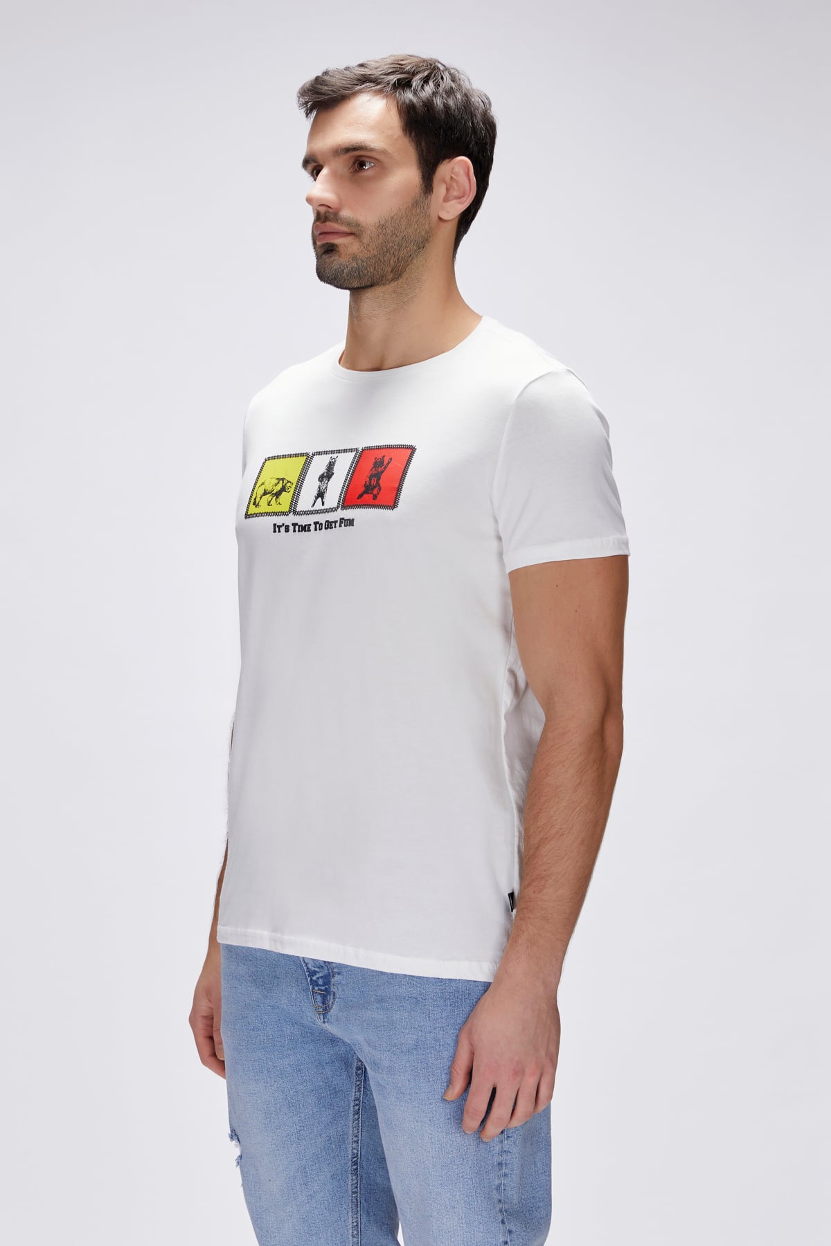 Entree Off-White Mens Printed T-Shirt