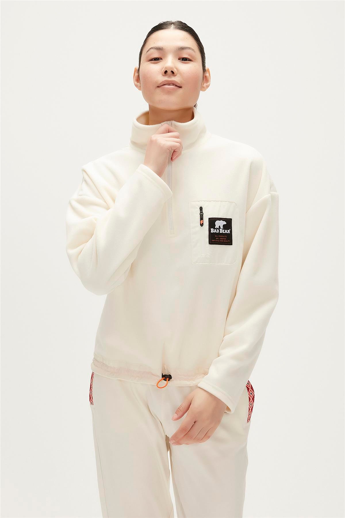 Eva Marshmallow Womens Half-Zip Polar Sweatshirt