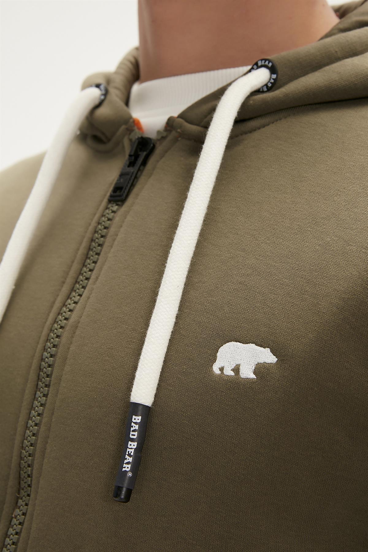 Even Full-Zip Hoodie Haki Yeşil Fermuarlı Kapüşonlu Erkek Sweatshirt