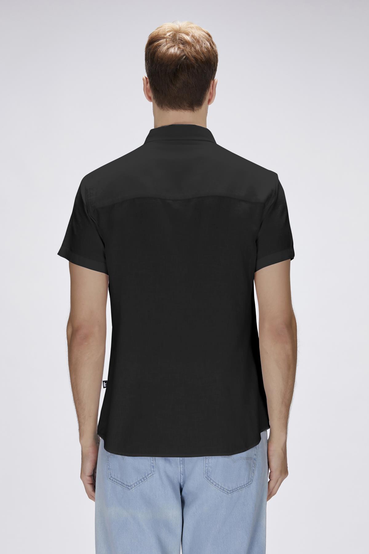 Tindra Siyah Kısa Kollu Erkek Gömlek