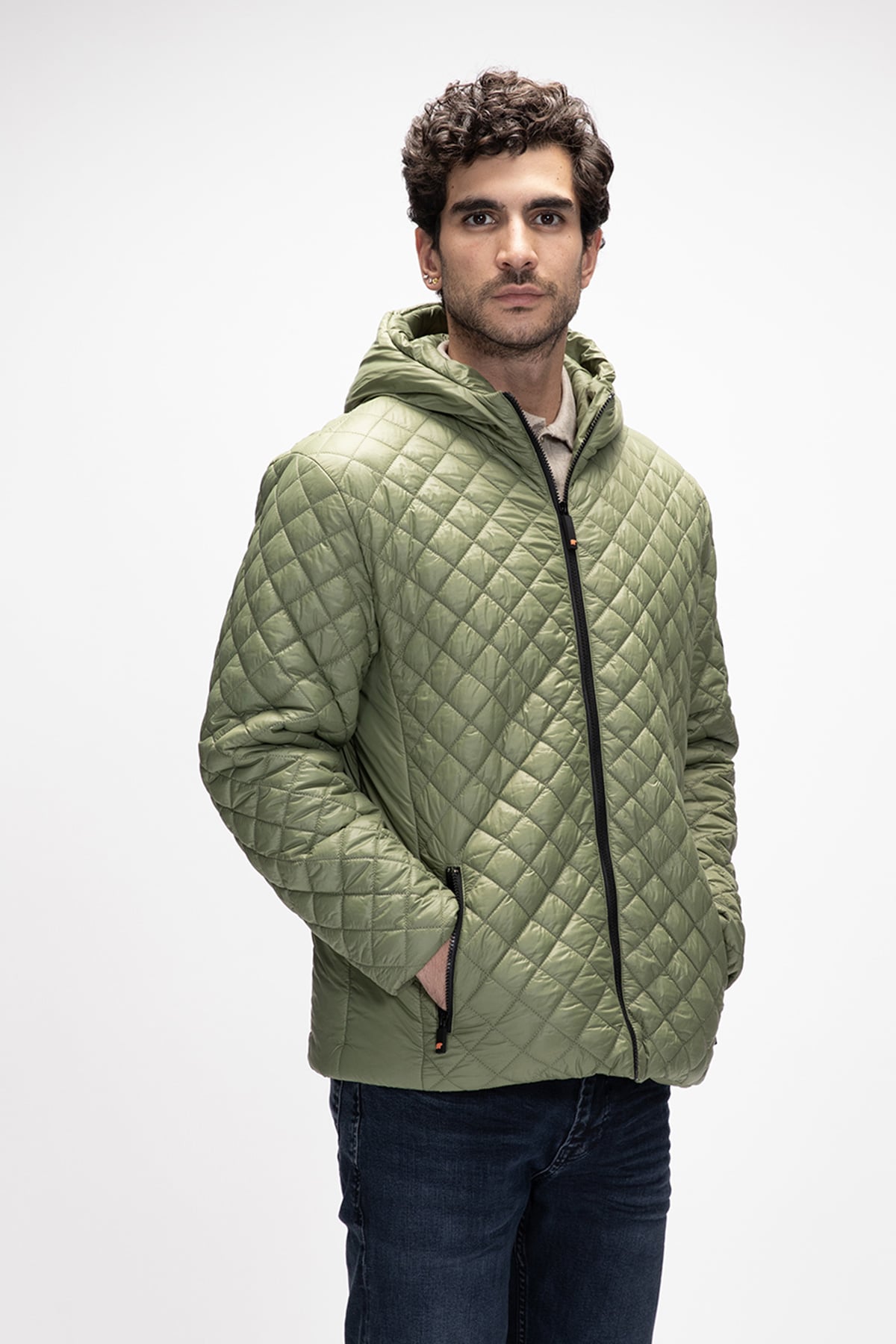 Shang Soluk Yeşi̇L Puffer Kapüşonlu Erkek Mont