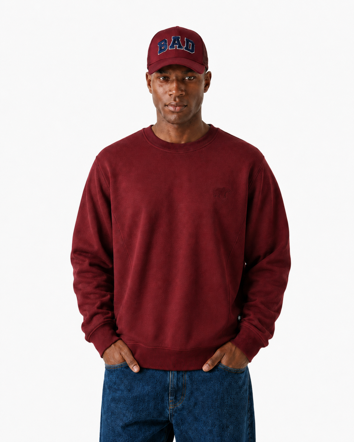 Outlands Bordo Basic Erkek Sweatshirt