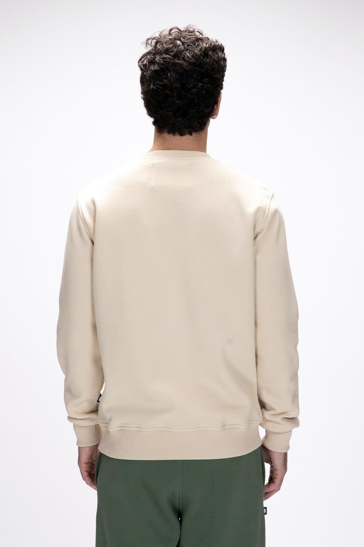 Windy Bej Crewneck Erkek Baskılı Sweatshirt