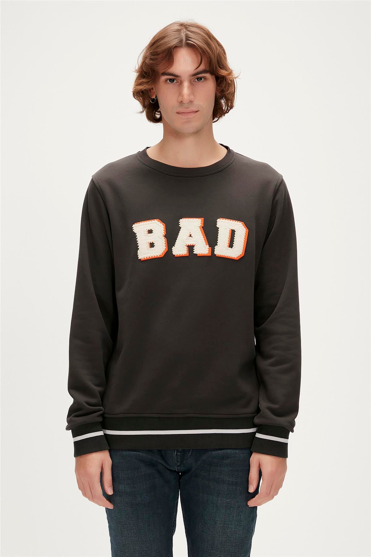 Felt Crewneck Antrasit Erkek Sweatshirt