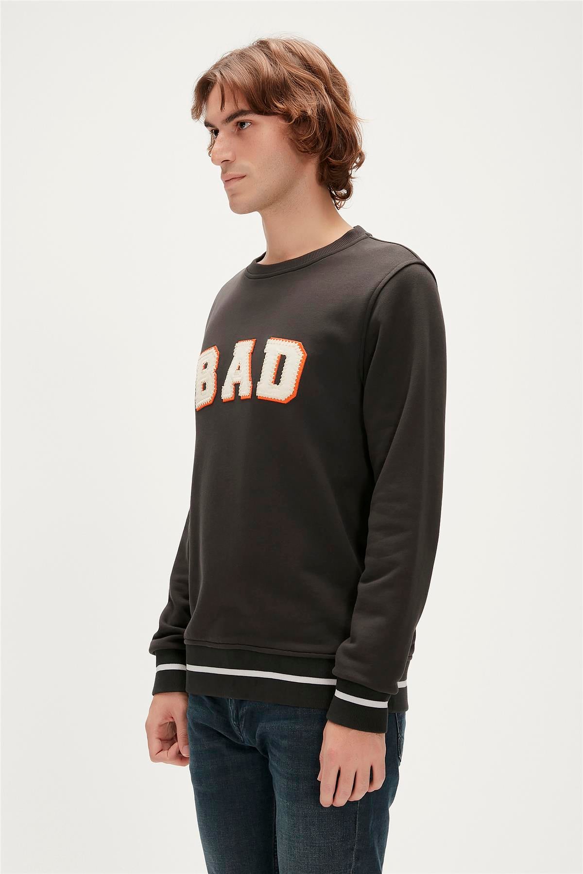 Felt Crewneck Antrasit Erkek Sweatshirt