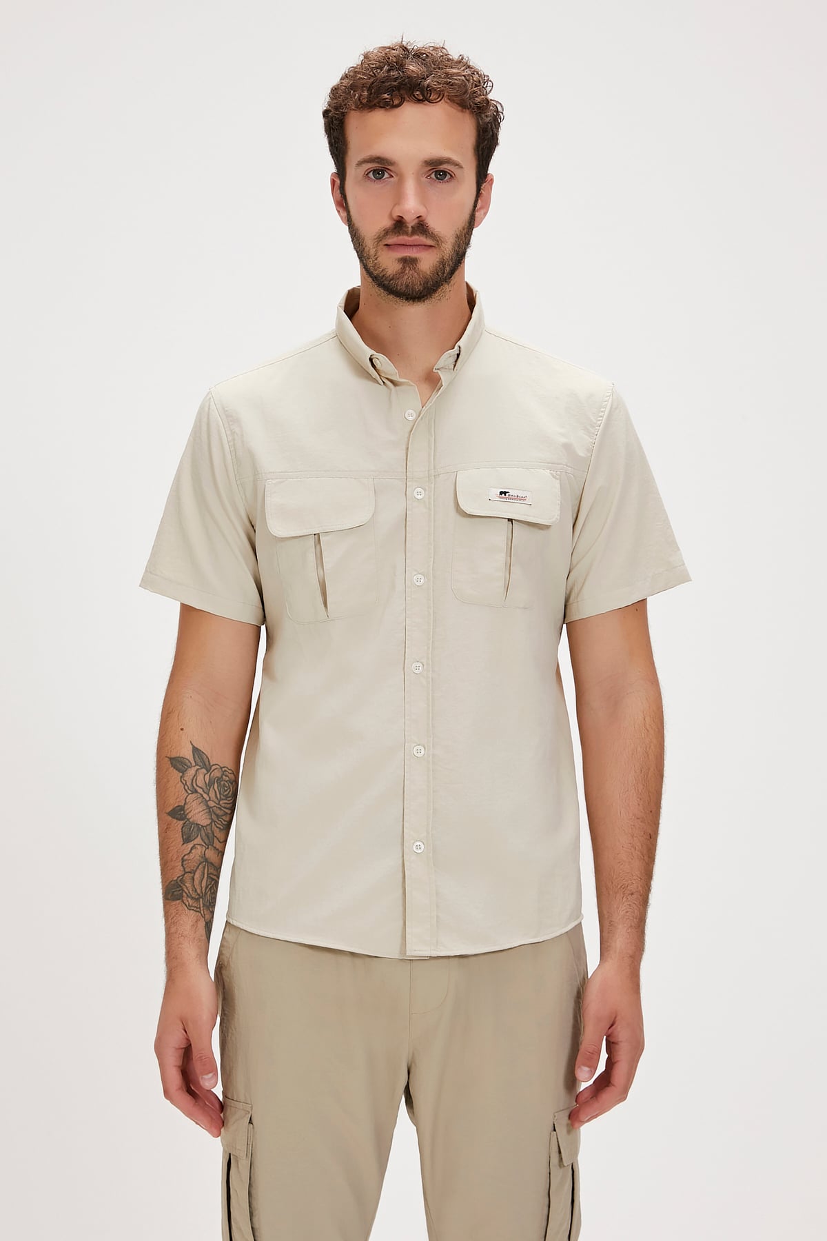 Fernando Bej Baskılı Kısa Kollu Erkek Gömlek