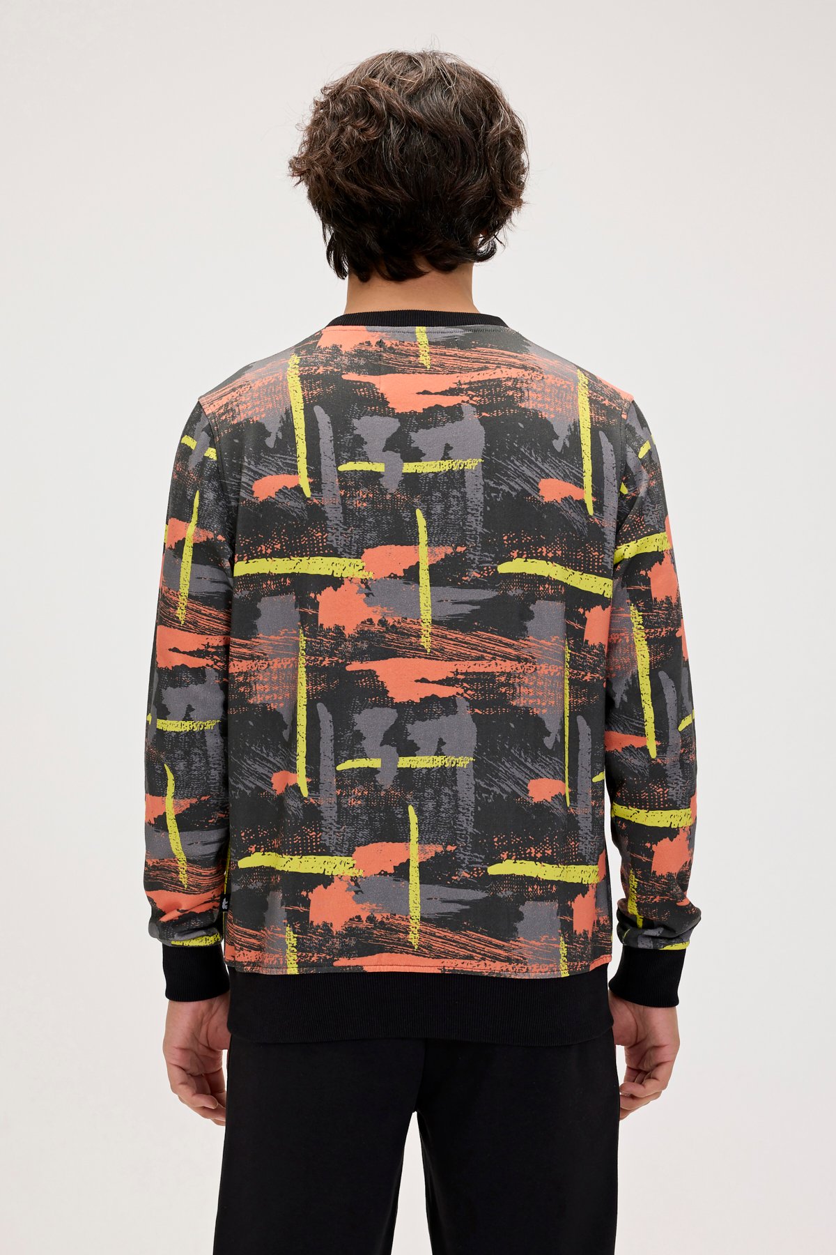 Flame Siyah Erkek Baskılı Sweatshirt