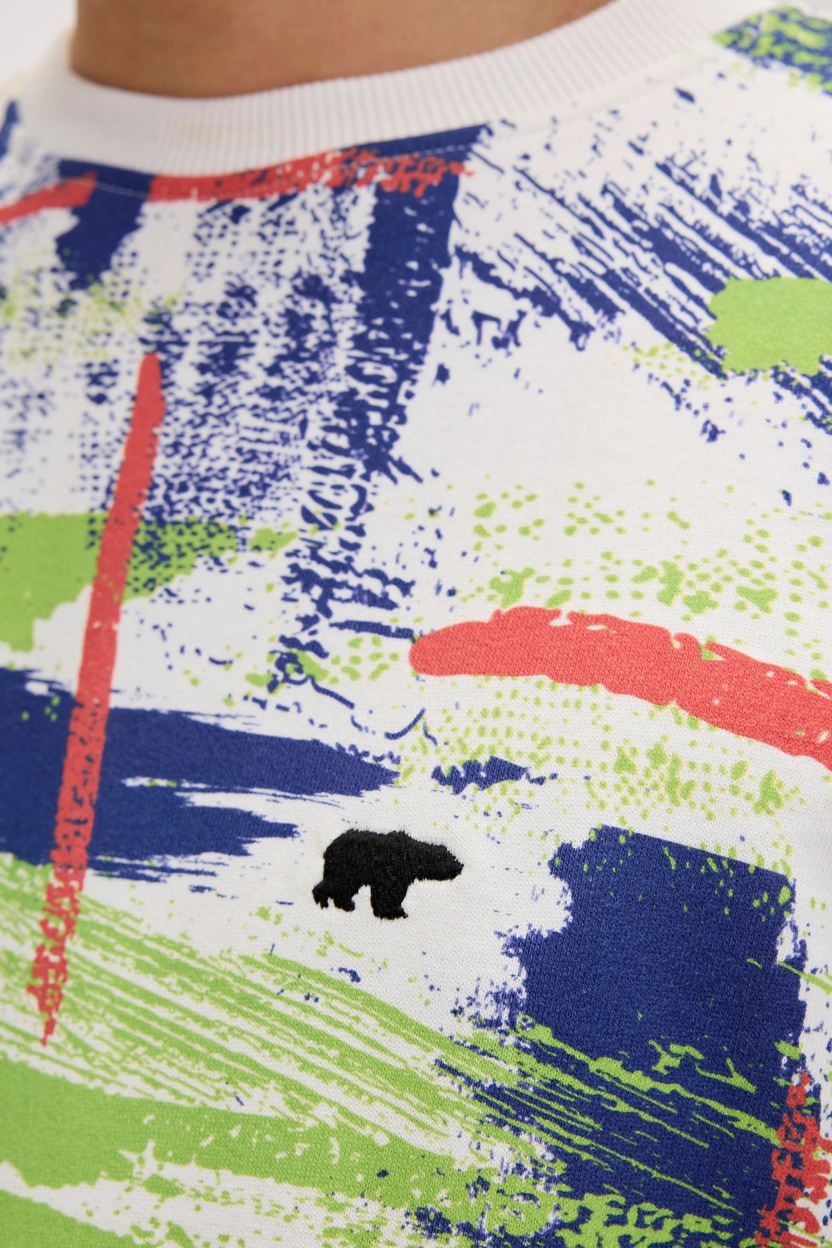 Flame Beyaz Erkek Baskılı Sweatshirt