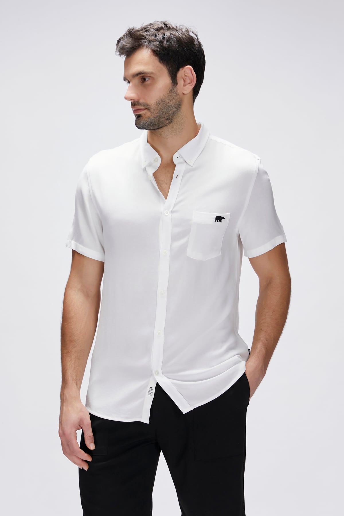 Frank Shirt Off-White Beyaz Kısa Kollu Erkek Gömlek