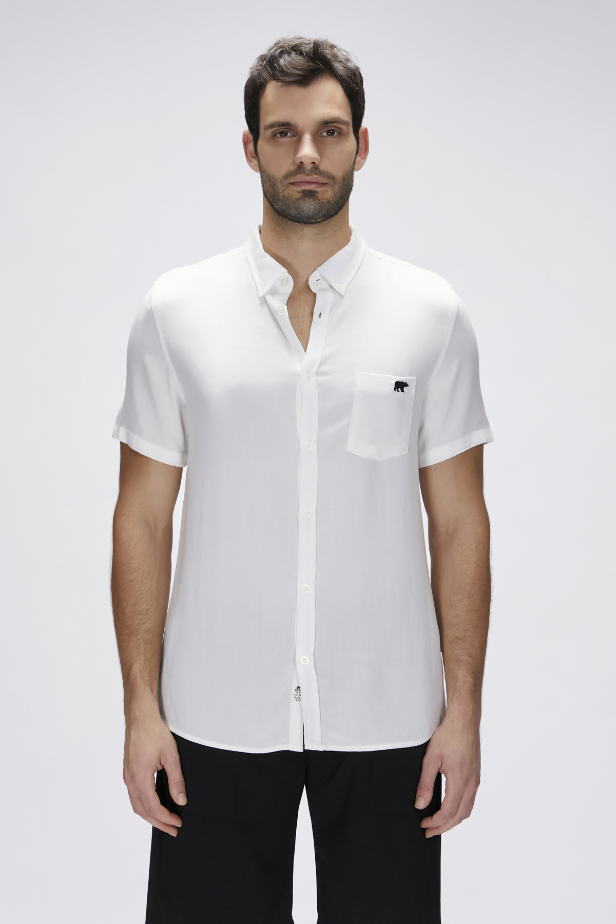 Frank Shirt Off-White Beyaz Kısa Kollu Erkek Gömlek