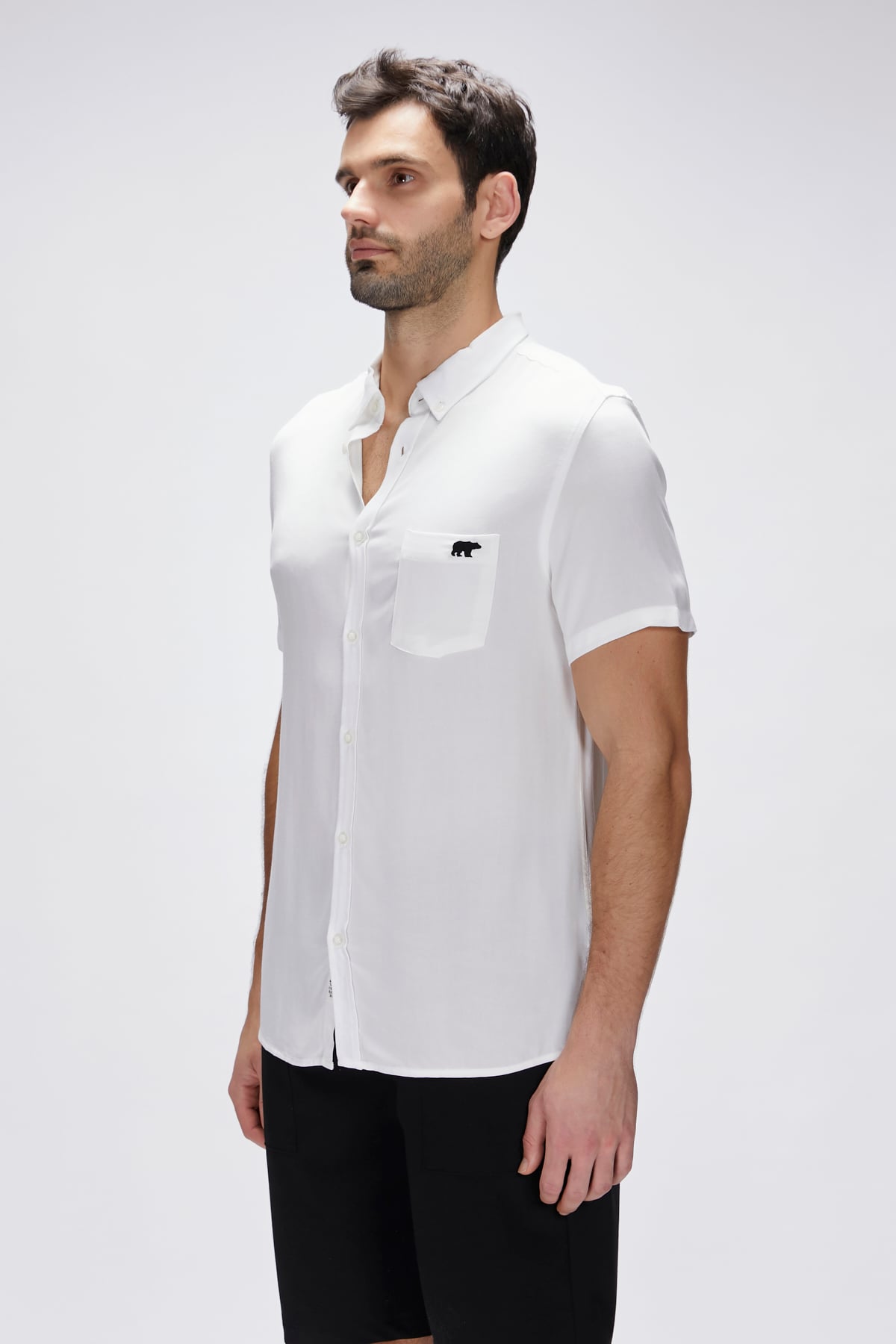Frank Shirt Off-White Beyaz Kısa Kollu Erkek Gömlek