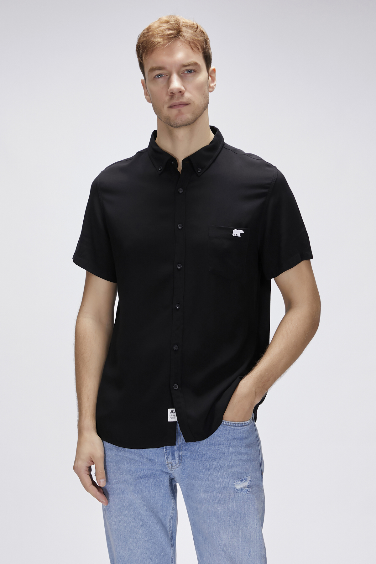 Frank Shirt Siyah Kısa Kollu Erkek Gömlek