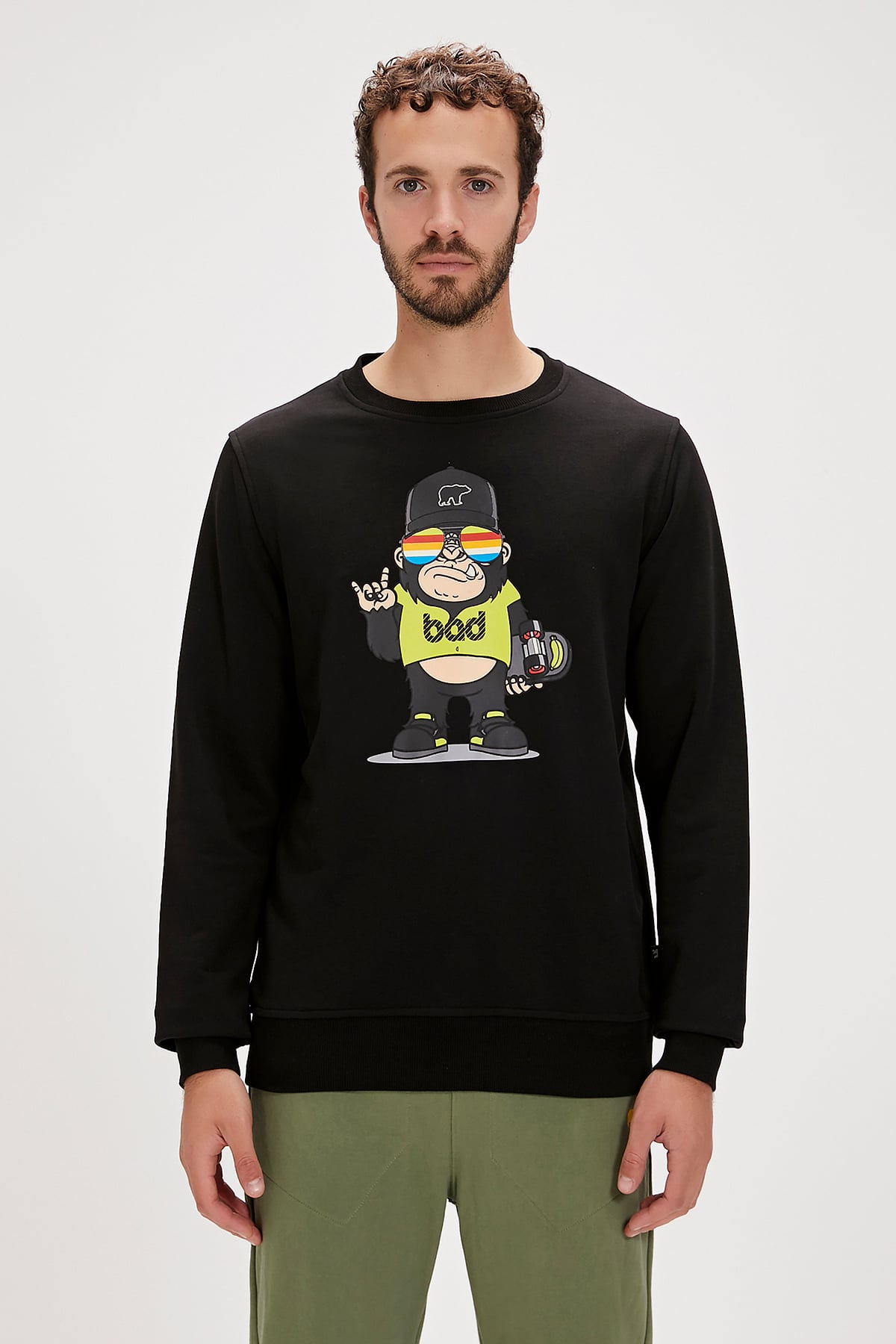 Funky Black Mens Crewneck Sweatshirt