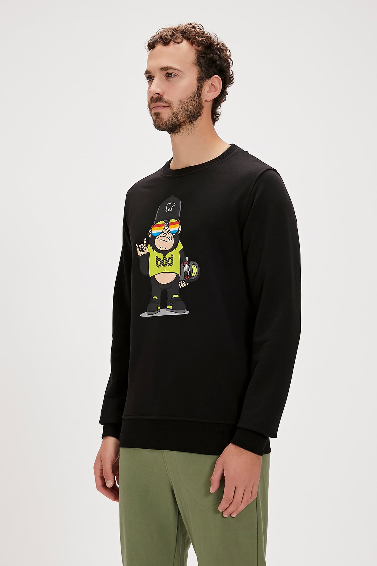 Funky Black Mens Crewneck Sweatshirt