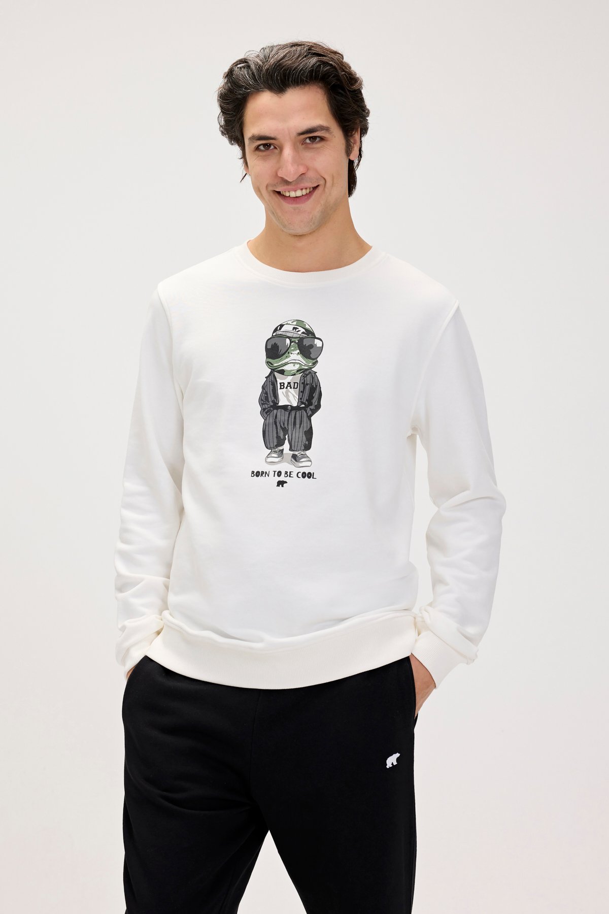 Gator Beyaz Erkek Baskılı Sweatshirt