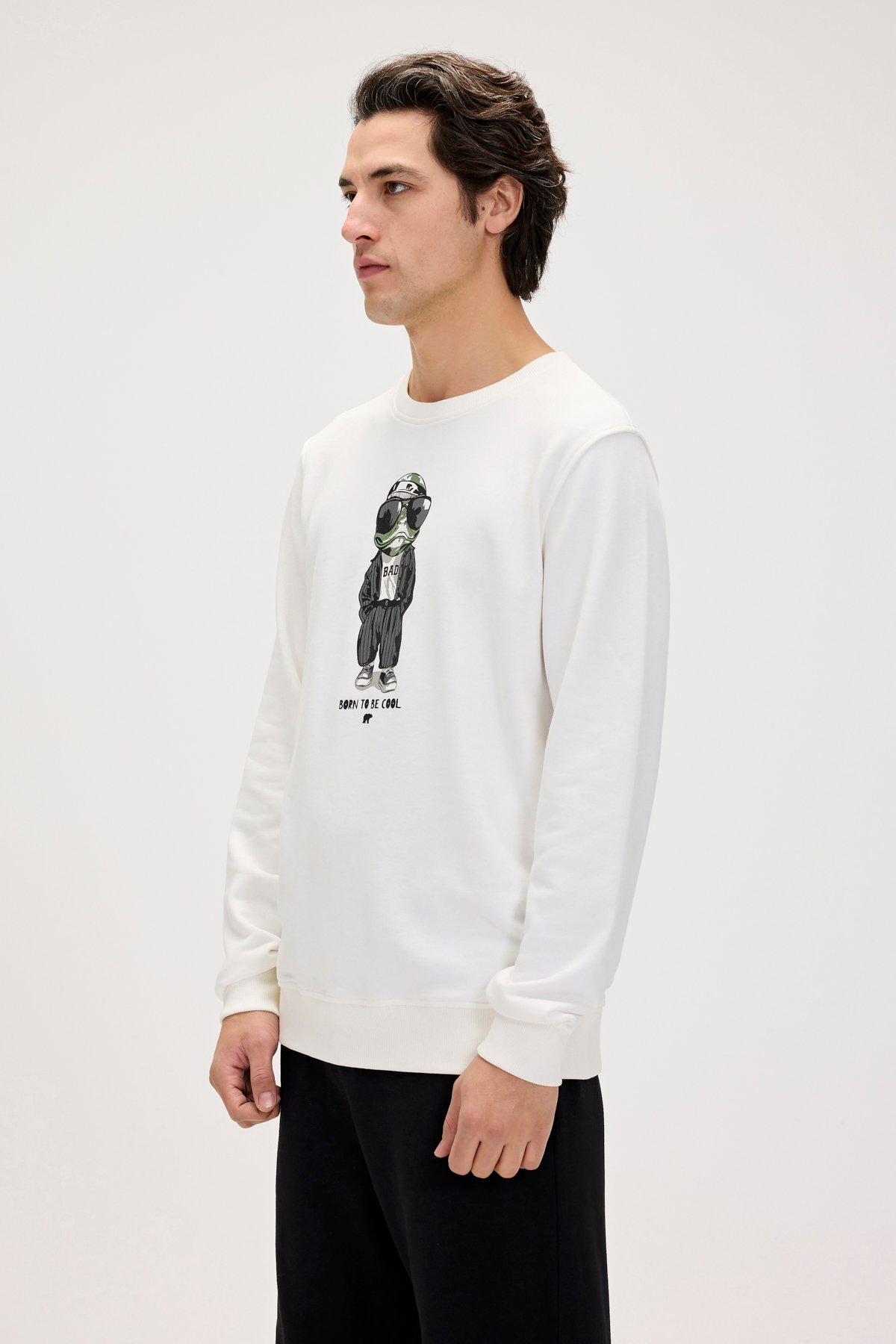 Gator Beyaz Erkek Baskılı Sweatshirt