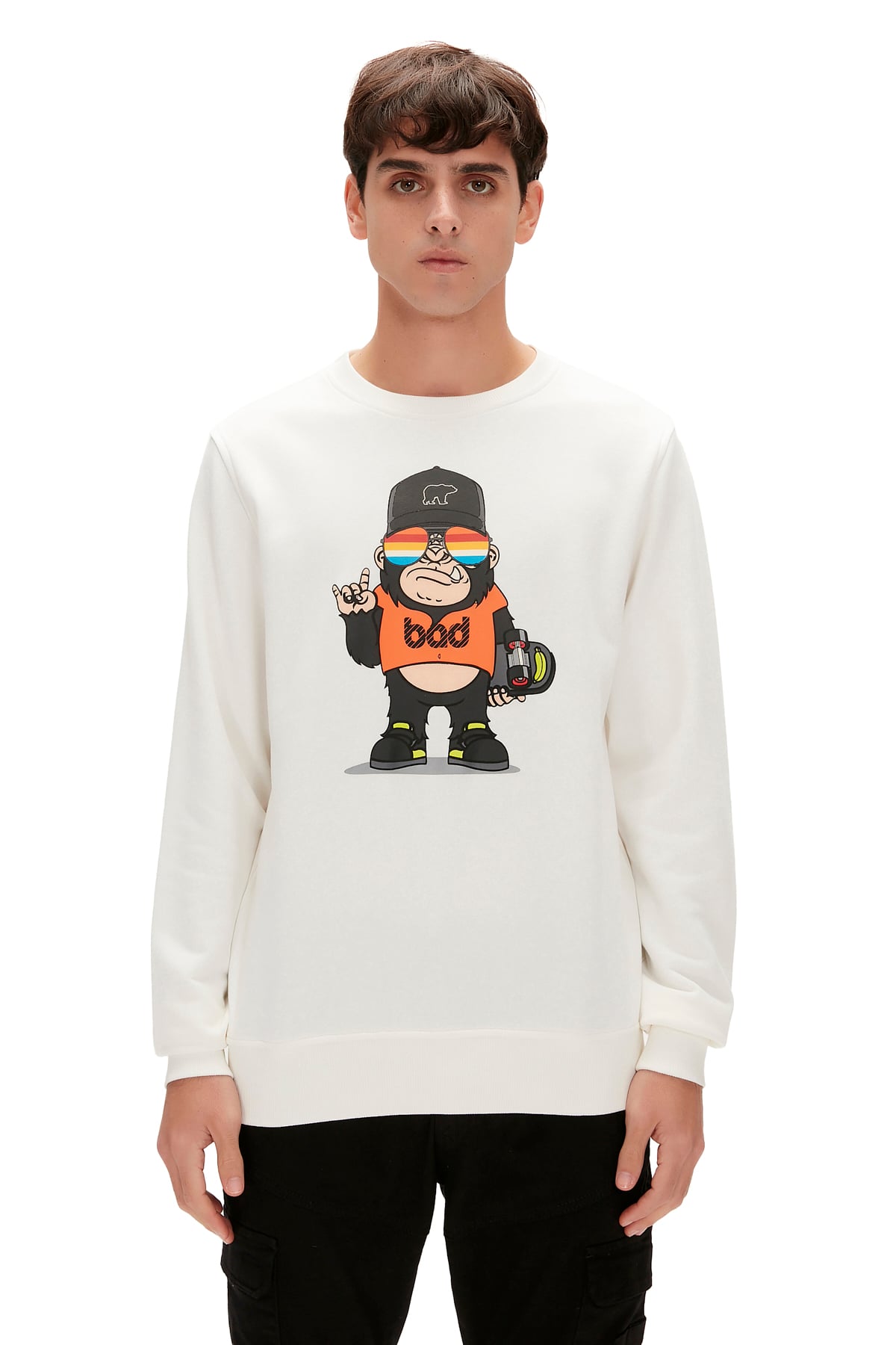 Funky Off-White Mens Crewneck Sweatshirt