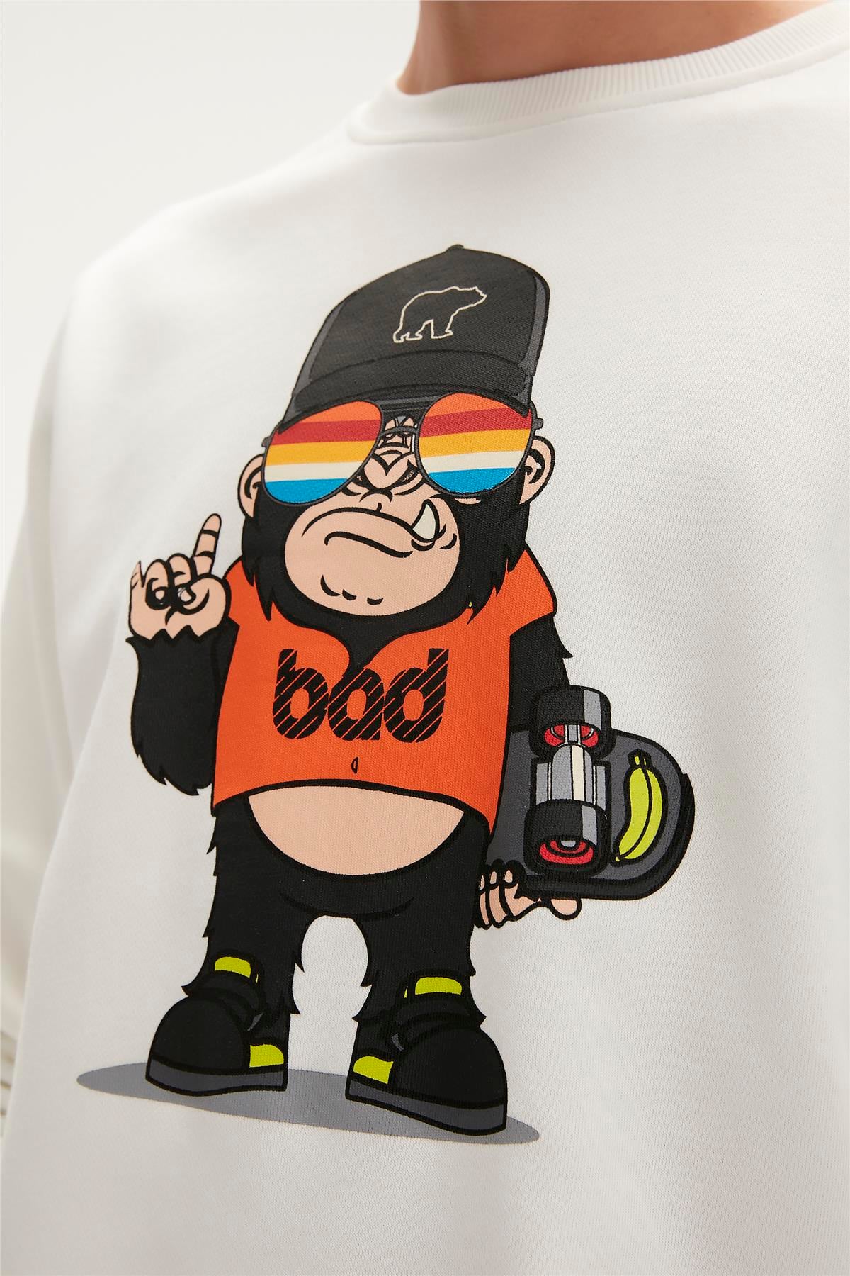 Funky Off-White Mens Crewneck Sweatshirt