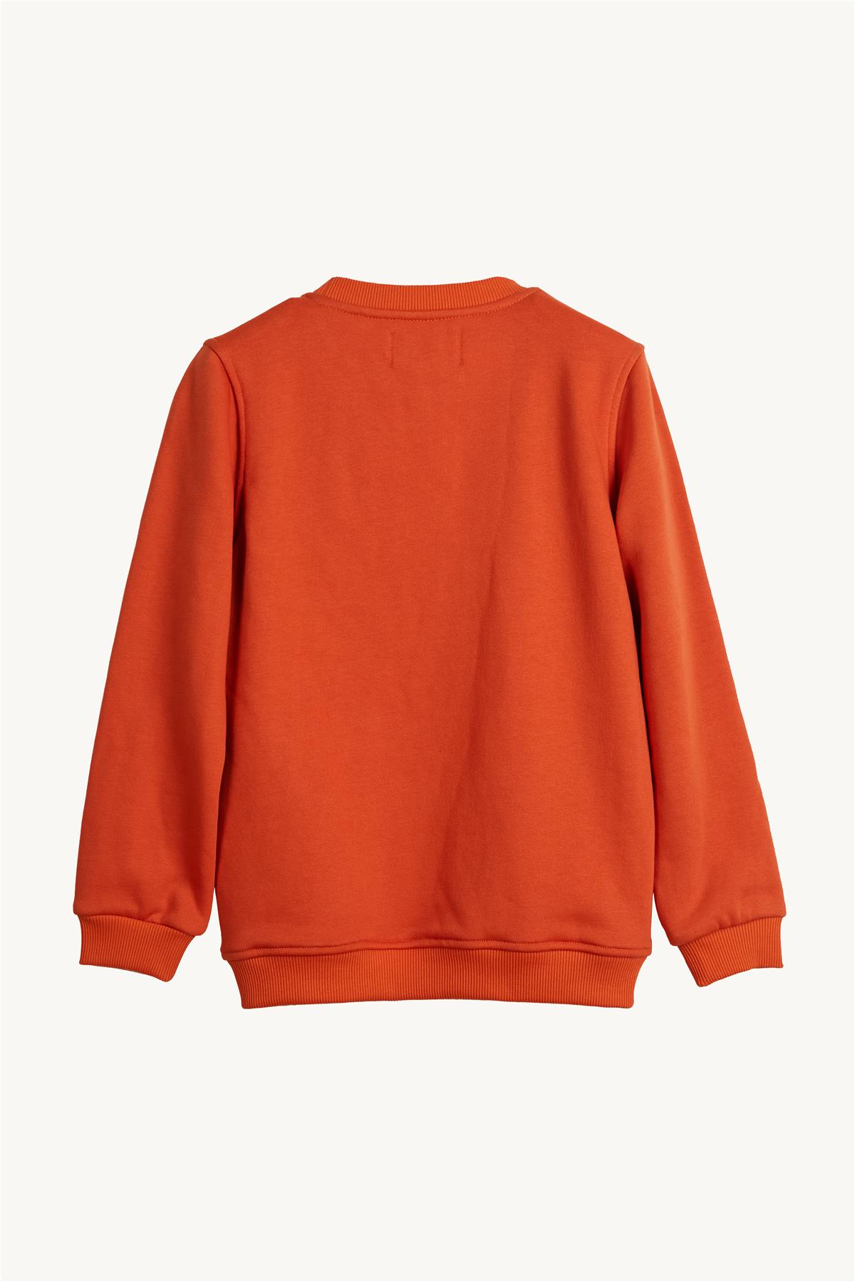 Hued Orange Kids Printed Sweatshirt