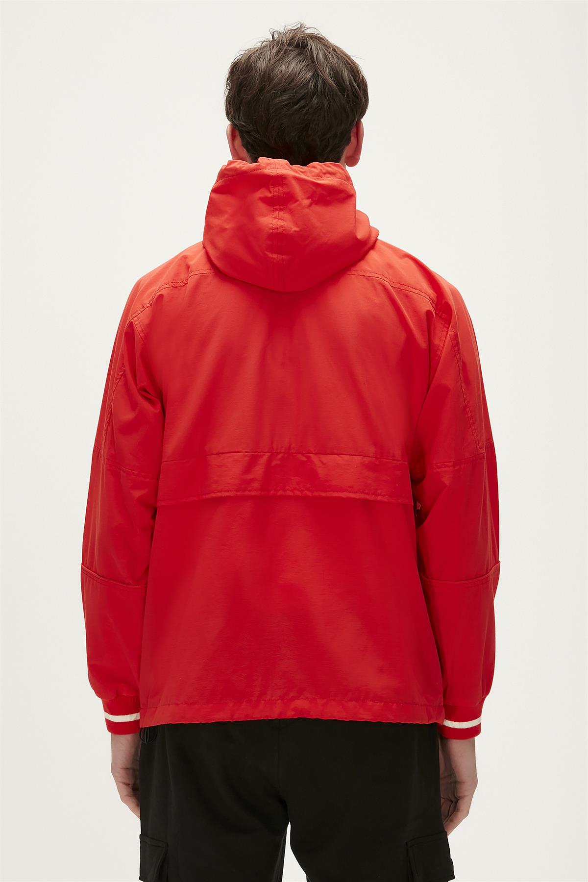 Hurricane Windbreaker Crimson Red Kırmızı Kanguru Cep Erkek Rüzgarlık