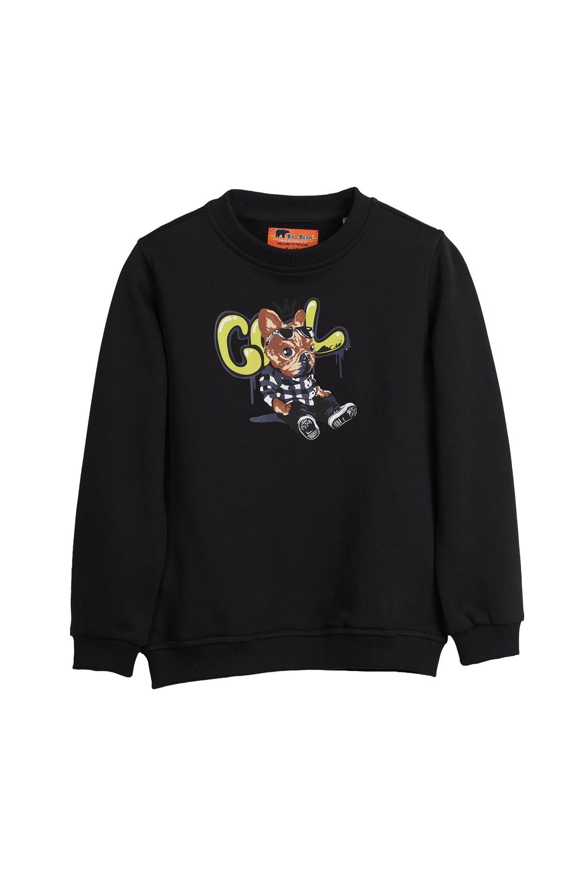Javed Siyah Çocuk Baskılı Sweatshirt